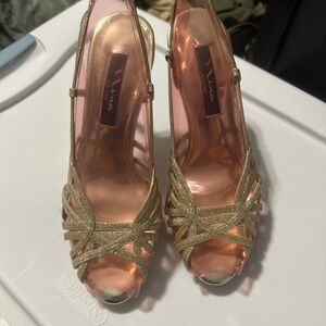 Nina Sparkly Gold Strappy Heels